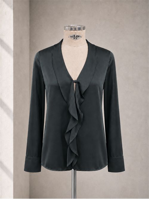 Camicia volant raso MARELLA EMME | EMMAGGRAVIVERDE MUSCHIO